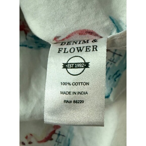 Denim & Flower Ricky Singh Slim Fit Mens Button Down Pink Flamingo Shirt Size Me - Picture 10 of 14